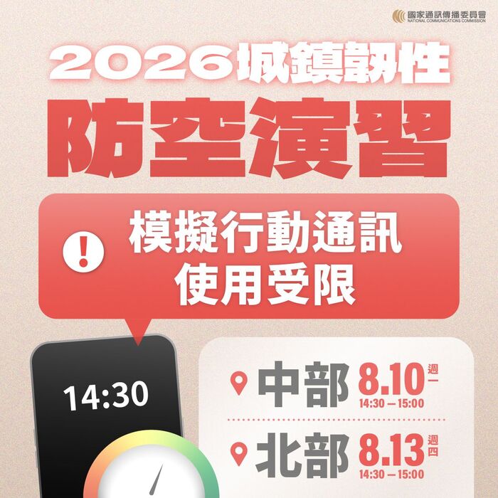 2026城鎮韌性（防空）演習-行動網路降速演練