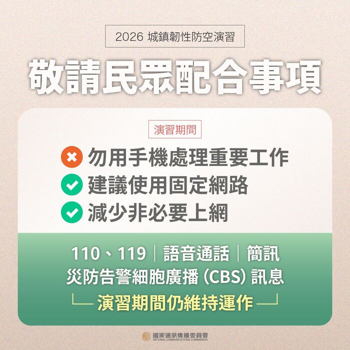 2026城鎮韌性（防空）演習-配合事項